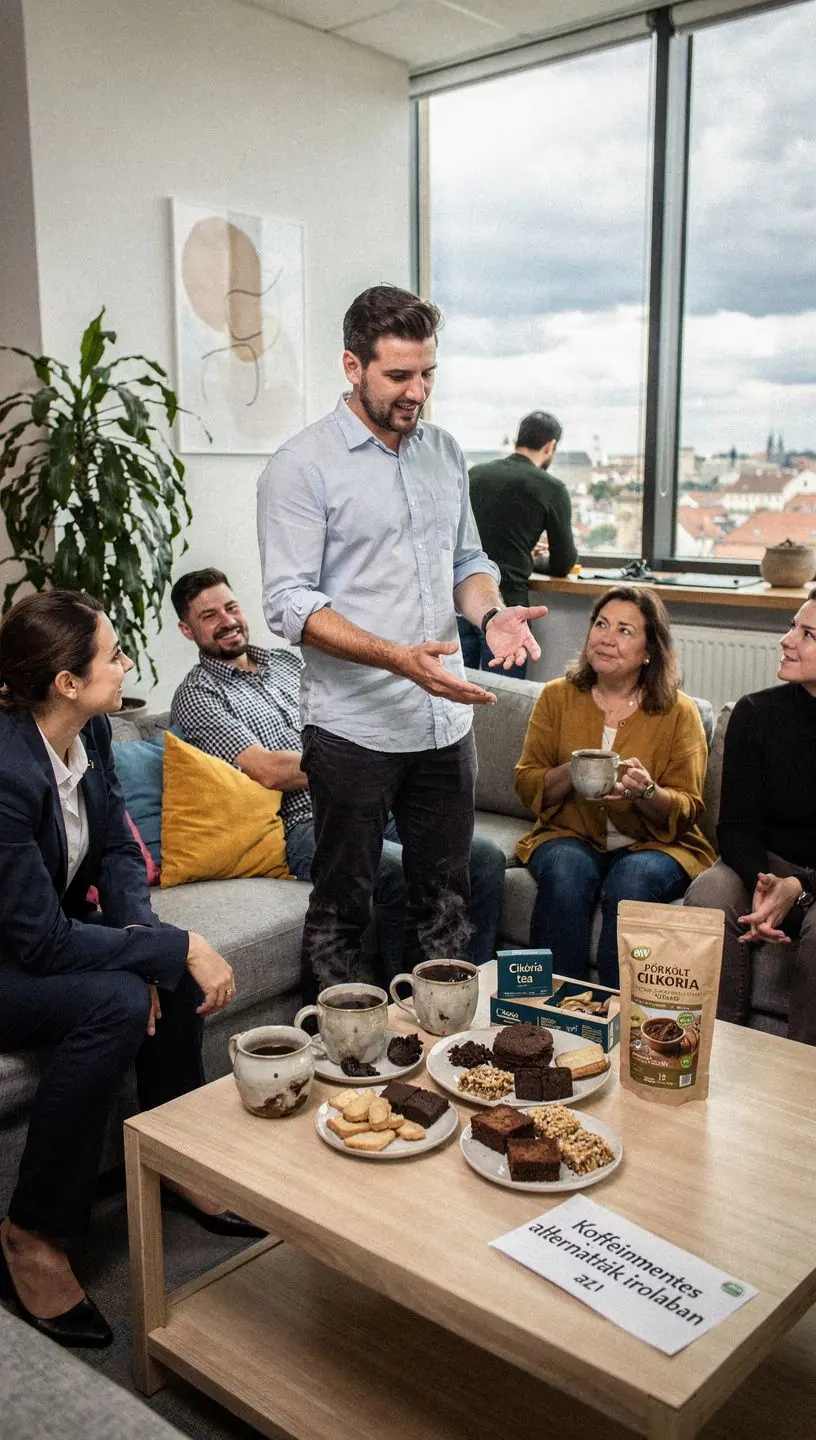 Kávé alternatíva, pörkölt cikória szerves összetevőkből.