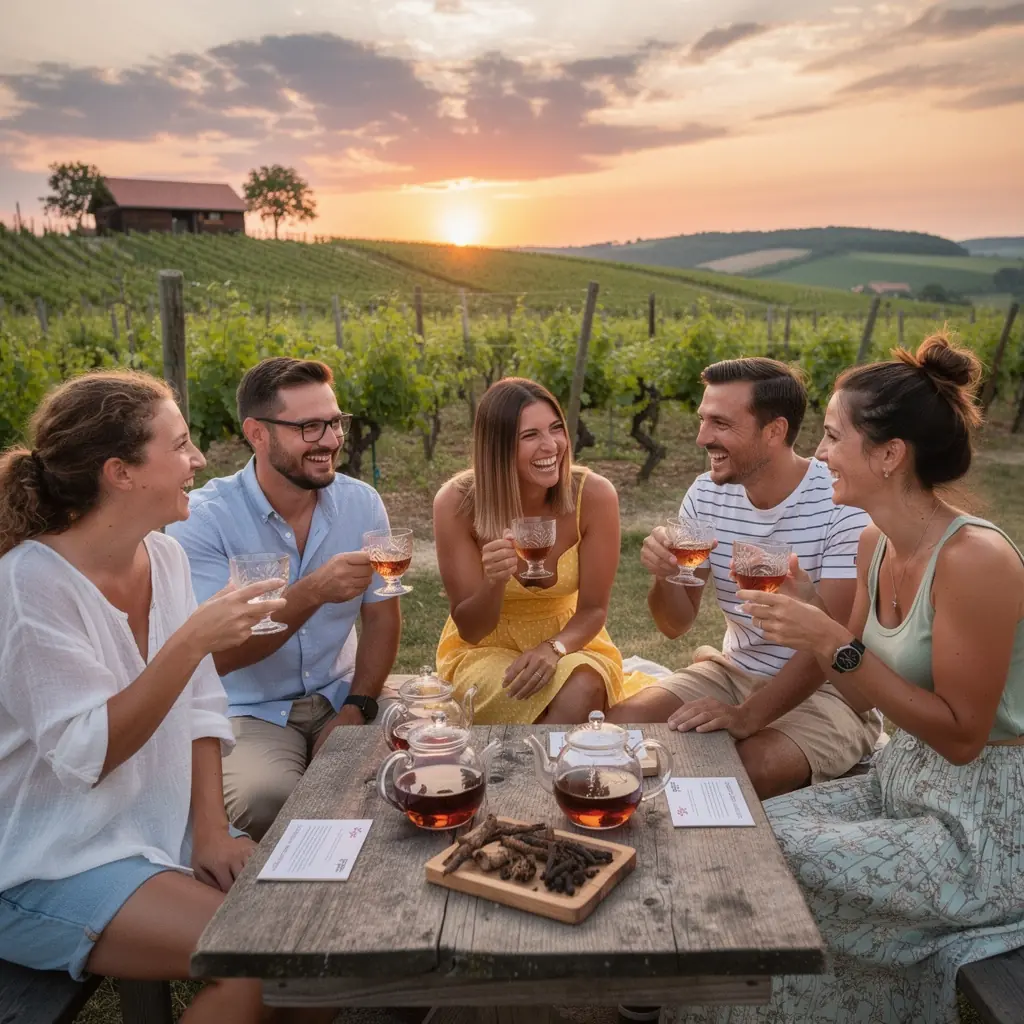 Sötét pörkölt cikória gyökerek a kávéfőző mellett.