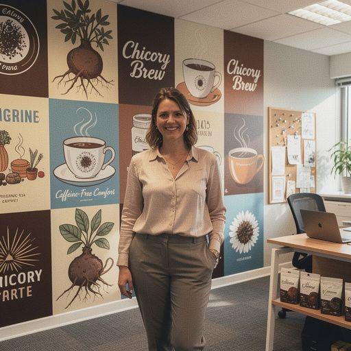 Bögre cikóriatea, mellette egy könyv és egy kényelmes takaró, pihentető környezetben.